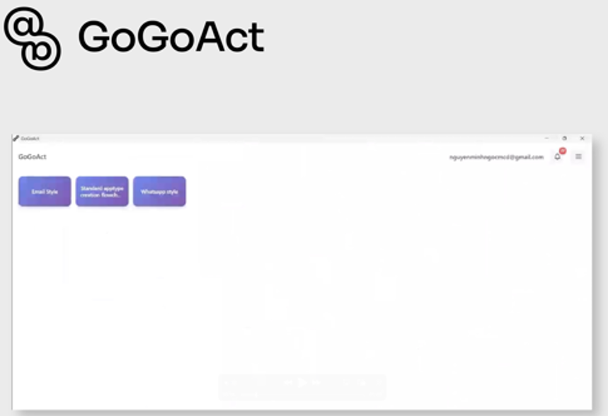 GoGoAct Home page with form type apps